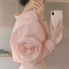2025 New Shirt for Women Spring French Temperament Solid Color Versatile Pink Top