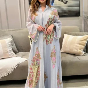 Morocco Dress for Women Muslim Abaya India Stand Collar Abayas Enbroidery Sequins Party Dresses Kaftan Longue Vestidos Largos